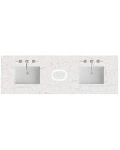 James Martin (double) 72-inch Freepower Wireless Charging Silestone Eternal Jasmine Pearl Quartz Countertop & Rectangular Sinks - 3cm Thick (040)