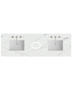 James Martin (double) 72-inch Freepower Wireless Charging Silestone Ethereal Noctis Quartz Countertop & Rectangular Sinks - 3cm Thick (040)