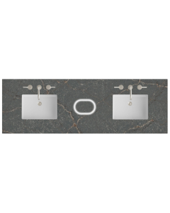James Martin (double) 72-inch Freepower Wireless Charging Silestone Parisien Bleu Quartz Countertop & Rectangular Sinks - 3cm Thick (040)