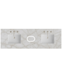 James Martin (double) 72-inch Freepower Wireless Charging Silestone Victorian Silver Quartz Countertop & Rectangular Sinks - 3cm Thick (040)
