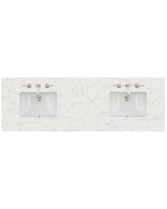 James Martin (double) 72-inch Silestone Eternal Jasmine Pearl Quartz Countertop & Rectangular Sinks - 3cm Thick (040)