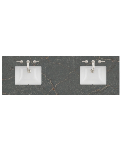 James Martin (double) 72-inch Silestone Parisien Bleu Quartz Countertop & Rectangular Sinks - 3cm Thick (040)