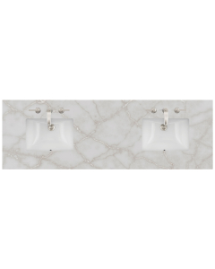 James Martin (double) 72-inch Silestone Victorian Silver Quartz Countertop & Rectangular Sinks - 3cm Thick (040)