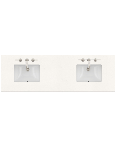 James Martin (double) 72-inch Silestone White Zeus Quartz Countertop & Rectangular Sinks - 3cm Thick (040)