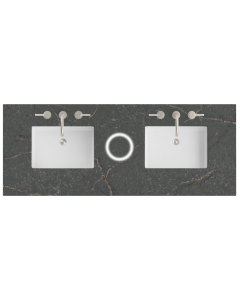James Martin (double) 60-inch Freepower Wireless Charging Silestone Parisien Bleu Noctis Quartz Countertop & Rectangular Sinks - 3cm Thick