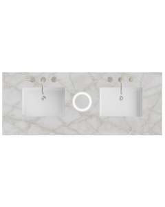 James Martin (double) 60-inch Freepower Wireless Charging Silestone Victorian Silver Quartz Countertop & Rectangular Sinks - 3cm Thick