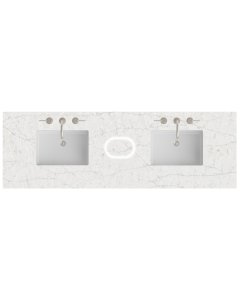 James Martin (double) 72-inch Freepower Wireless Charging Silestone Eternal Jasmine Pearl Quartz Countertop & Rectangular Sinks - 3cm Thick