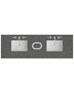 James Martin (double) 72-inch Freepower Wireless Charging Silestone Parisien Bleu Quartz Countertop & Rectangular Sinks - 3cm Thick