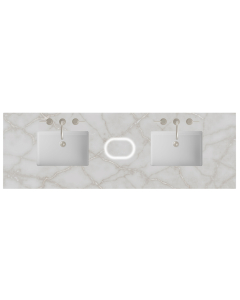James Martin (double) 72-inch Freepower Wireless Charging Silestone Victorian Silver Quartz Countertop & Rectangular Sinks - 3cm Thick