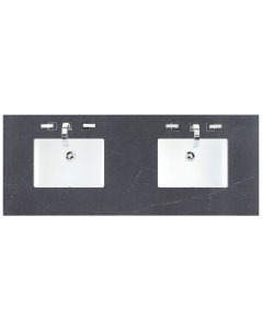 James Martin (double) 60-inch Silestone Charcoal Soapstone Quartz Countertop & Rectangular Sinks - 3cm Thick