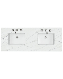 James Martin (double) 60-inch Silestone Ethereal Noctis Quartz Countertop & Rectangular Sinks - 3cm Thick