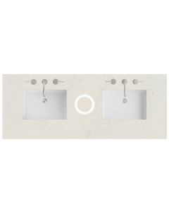 James Martin (double) 60-inch Freepower Wireless Charging Silestone Siberian Quartz Countertop & Rectangular Sinks - 3cm Thick