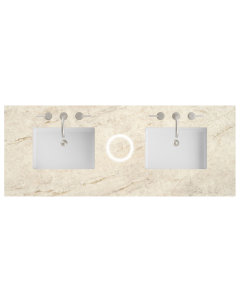 James Martin (double) 60-inch Freepower Wireless Charging Eclos Tajnar Engineered Stone/Glass Countertop & Rectangular Sinks - 3cm Thick