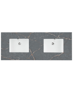 James Martin (double) 60-inch Silestone Parisien Bleu Quartz Countertop & Rectangular Sinks - 3cm Thick
