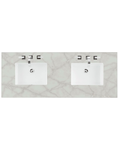 James Martin (double) 60-inch Silestone Victorian Silver Quartz Countertop & Rectangular Sinks - 3cm Thick