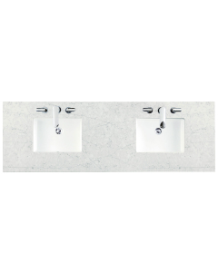 James Martin (double) 72-inch Silestone Eternal Jasmine Pearl Quartz Countertop & Rectangular Sinks - 3cm Thick