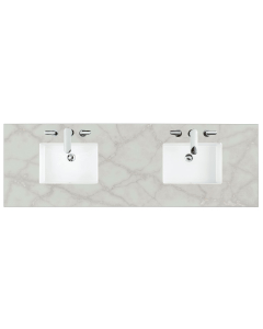 James Martin (double) 72-inch Silestone Victorian Silver Quartz Countertop & Rectangular Sinks - 3cm Thick