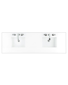 James Martin (double) 72-inch Silestone 3-Hole White Zeus Quartz Countertop & Rectangular Sinks - 3cm Thick