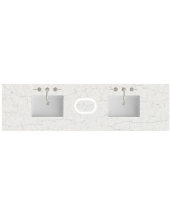 James Martin (double) 84-inch Freepower Wireless Charging Silestone Eternal Jasmine Pearl Quartz Countertop & Rectangular Sinks - 3cm Thick