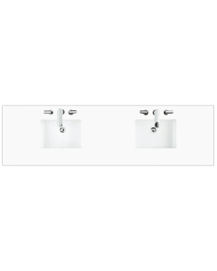 James Martin (double) 84-inch Silestone White Zeus Quartz Countertop & Rectangular Sinks - 3cm Thick