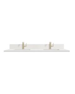 James Martin (double) 60-inch Silestone White Zeus Quartz Single-Hole Top + Backsplash/Sinks - 3cm Thick
