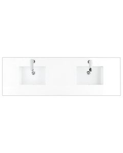 James Martin (double) 72-inch Silestone 1-Hole White Zeus Quartz Countertop & Rectangular Sinks - 3cm Thick