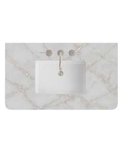 James Martin (single) 36-inch Silestone Victorian Silver Rounded Quartz Countertop & Rectangular Sink - 3cm Thick / 3-Hole