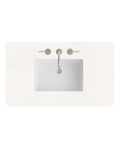 James Martin (single) 36-inch Silestone White Zeus Rounded Quartz Countertop & Rectangular Sink - 3cm Thick / 3-Hole