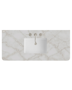 James Martin (single) 48-inch Silestone Victorian Silver Rounded Quartz Countertop & Rectangular Sink - 3cm Thick / 3-Hole