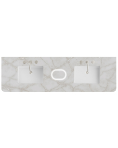 James Martin (double) 72-inch Freepower Wireless Charging Silestone Victorian Silver Rounded Quartz Countertop & Rectangular Sink - 3cm Thick