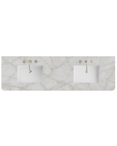 James Martin (double) 72-inch Silestone Victorian Silver Rounded Quartz Countertop & Rectangular Sink - 3cm Thick / 3-Hole