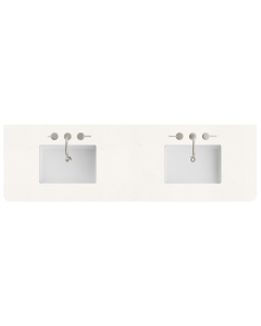James Martin (double) 72-inch Silestone White Zeus Rounded Quartz Countertop & Rectangular Sink - 3cm Thick / 3-Hole