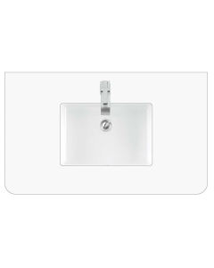 James Martin (single) 36-inch Silestone White Zeus Rounded Quartz Countertop & Rectangular Sink - 3cm Thick / 1-Hole