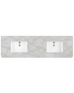 James Martin (double) 72-inch Silestone Victorian Silver Rounded Quartz Countertop & Rectangular Sink - 3cm Thick / 1-Hole