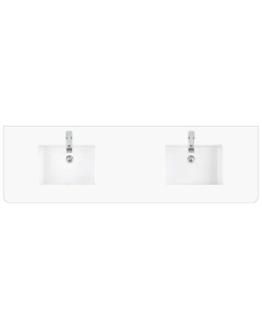 James Martin (double) 72-inch Silestone White Zeus Rounded Quartz Countertop & Rectangular Sink - 3cm Thick / 1-Hole