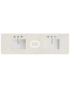 James Martin (double) 72-inch Freepower Wireless Charging Silestone Siberian Rounded Quartz Countertop & Rectangular Sinks - 3cm Thick / 3-Hole