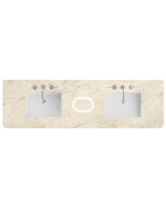 James Martin (double) 72-inch FreePower Wireless Charging Eclos Tajnar Rounded Engineered Stone/Glass Countertop & Rectangular Sinks - 3cm Thick / 3-Hole