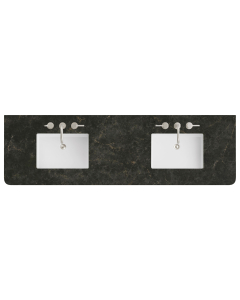 James Martin (double) 72-inch Eclos Phantome Rounded Engineered Stone/Glass Countertop & Rectangular Sinks - 3cm Thick / 3-Hole