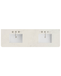 James Martin (double) 72-inch Silestone Siberian Rounded Quartz Countertop & Rectangular Sinks - 3cm Thick / 3-Hole
