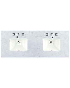 James Martin (double) 60-inch Carrara Marble Countertop & Rectangular Sinks - 3cm Thick
