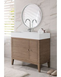 James Martin Linear (single) 35.5-Inch White Washed Walnut Modern Vanity - 210-V36-WW