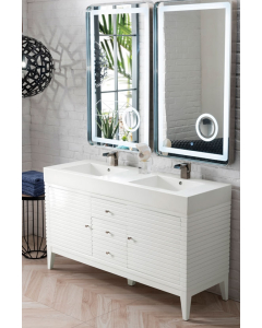 --CLEARANCE--James Martin Linear (double) 59-Inch Glossy White Modern Vanity - 210-V59D-GW