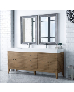 James Martin Linear (double) 72.5-Inch White Washed Walnut Modern Bathroom Vanity - 210-V72D-WW