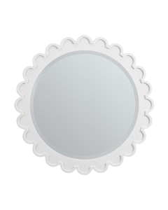James Martin Adelese 32-Inch Bright White Scalloped Round Bathroom Mirror