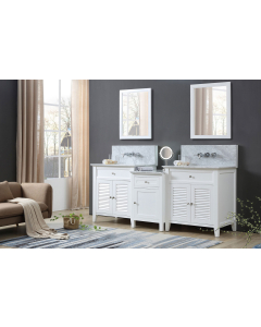 Hesperia Premium Hybrid (double) 81.25-Inch White Bathroom Vanity With Top/Sinks & Mirrors