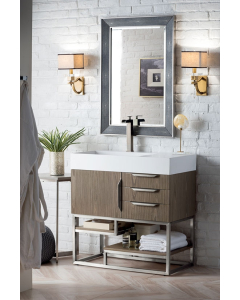 James Martin Columbia (single) 35.5-Inch Ash Gray [Brushed Nickel] Vanity - 983-V36-AGR-BN