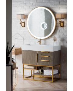 James Martin Columbia (single) 35.5-Inch Ash Gray [Radiant Gold] Vanity - 983-V36-AGR-RG