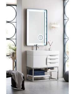 James Martin Columbia (single) 35.5-Inch Glossy White [Brushed Nickel] Vanity - 983-V36-GW-BN