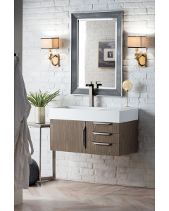 James Martin Columbia (single) 35.5-Inch Ash Gray [Brushed Nickel] Wall-Mount Vanity - 983-V36-W-AG-N