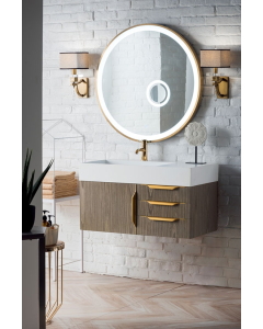 James Martin Columbia (single) 35.5-Inch Ash Gray [Radiant Gold] Wall-Mount Vanity - 983-V36-W-AG-G